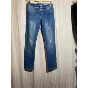 Jade Jeans Womens 5/6 Medium Wash Distressed Skinny Denim Embellished Low Rise